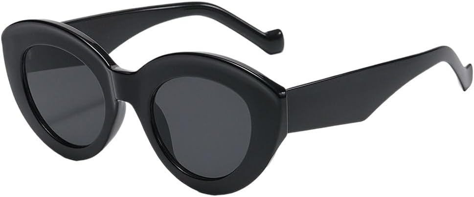 

Популярные солнцезащитные очки в ретро-оправе, большие солнцезащитные очки для женщин, стильные солнцезащитные очки в ретро-стиле, овальной формы UJNHGQ, Bright Black-black