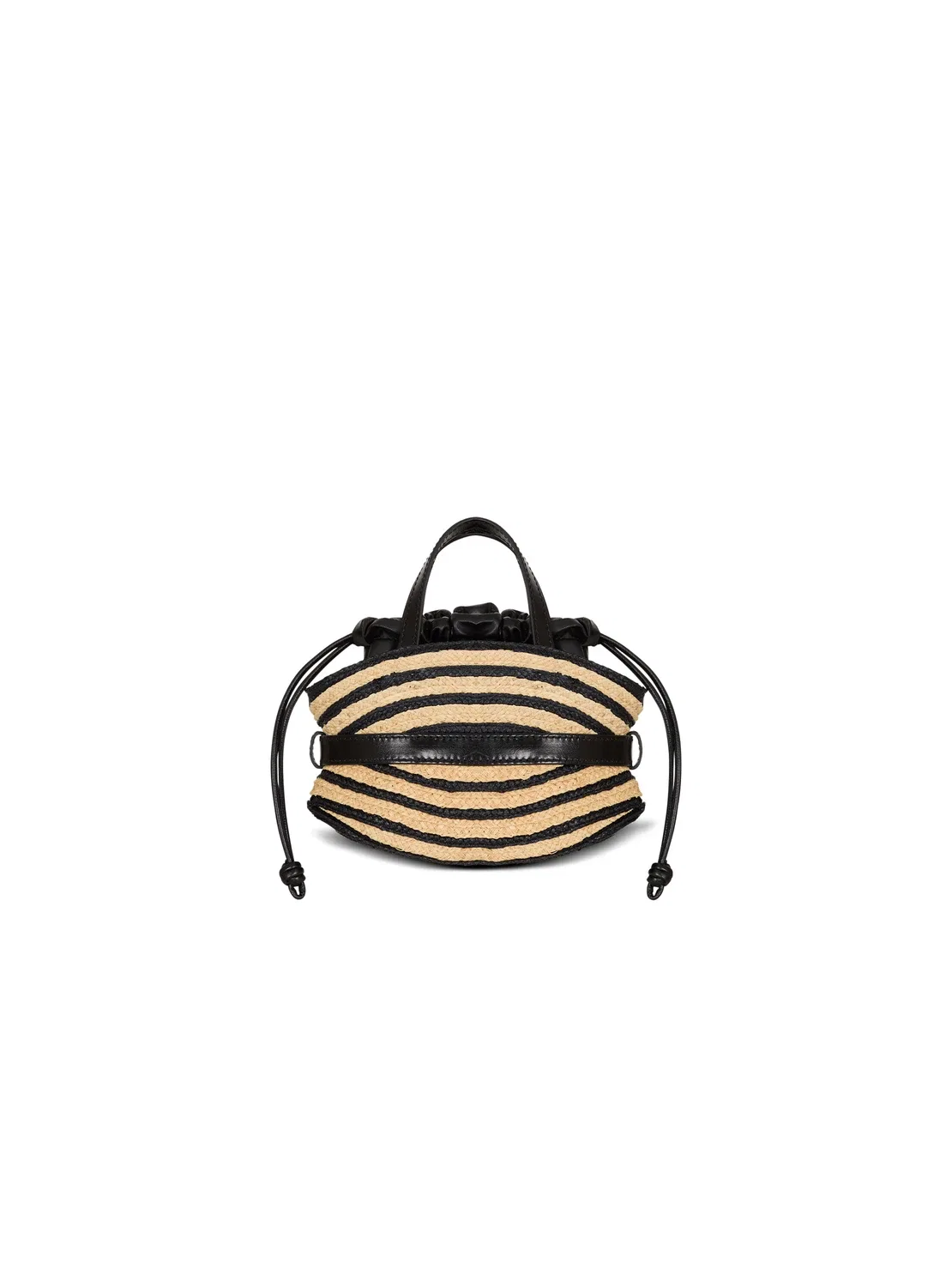 Мини-сумка Shuffle из гладкой кожи и рафии BALMAIN, бежевый — фото 4