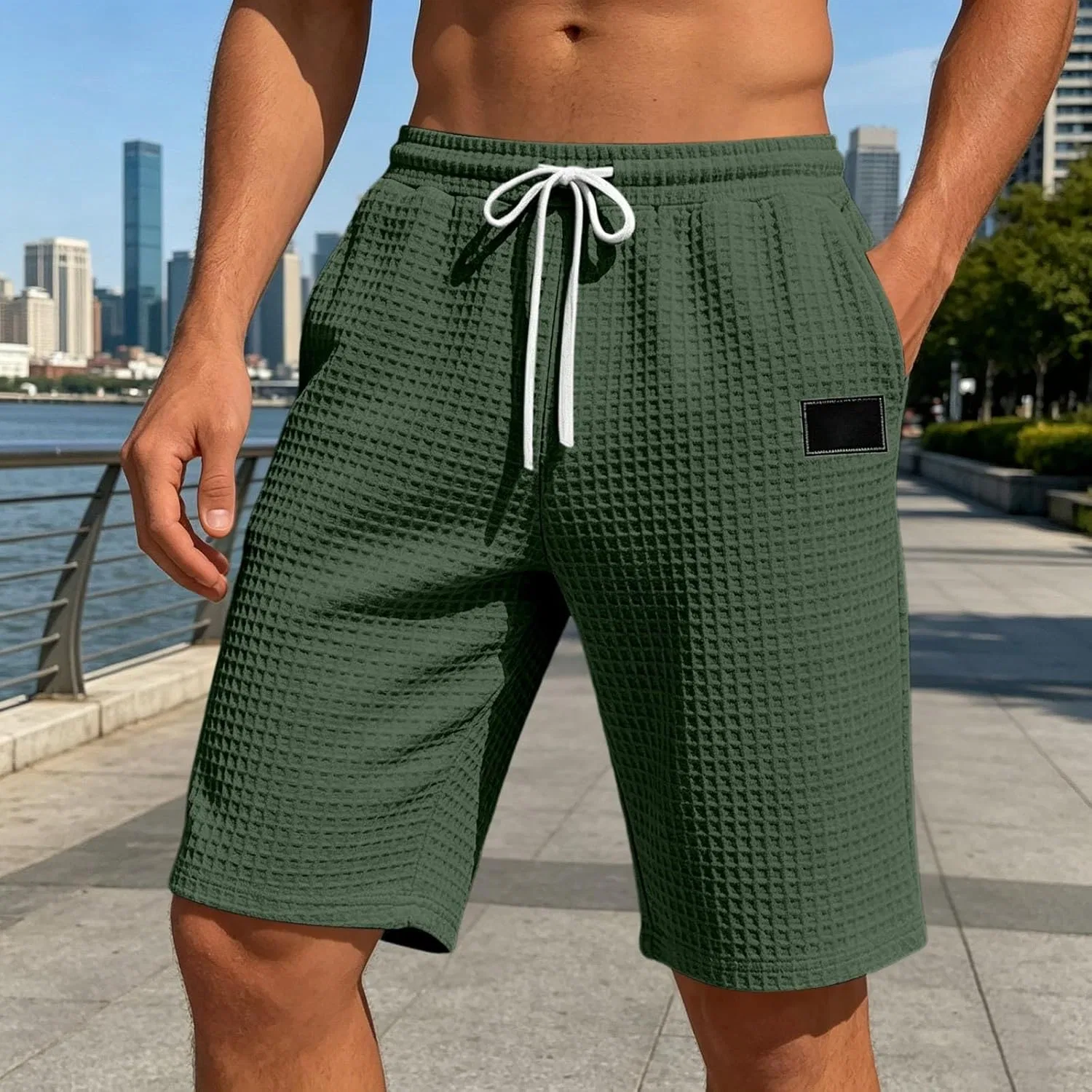 Мужские шорты Active Waffle Knit, цвет Army Green — фото 2