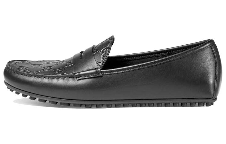 

Ботинки GUCCI Signature Driver Black Debossed Leather, Черный, Ботинки GUCCI Signature Driver Black Debossed Leather