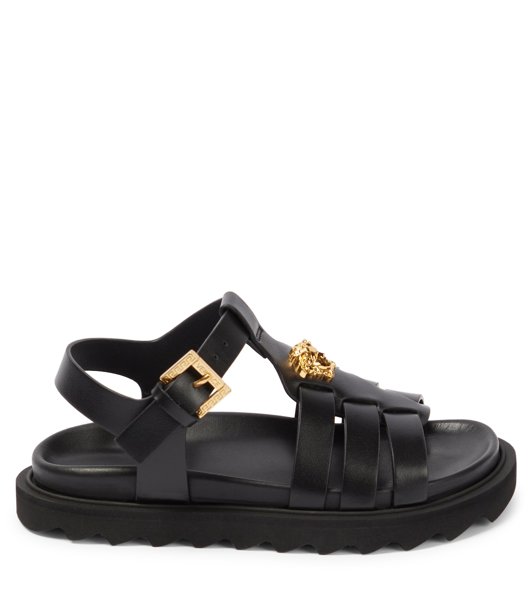 Сандалии из кожи La Medusa Versace Kids, Nero-Oro Versace — фото 4