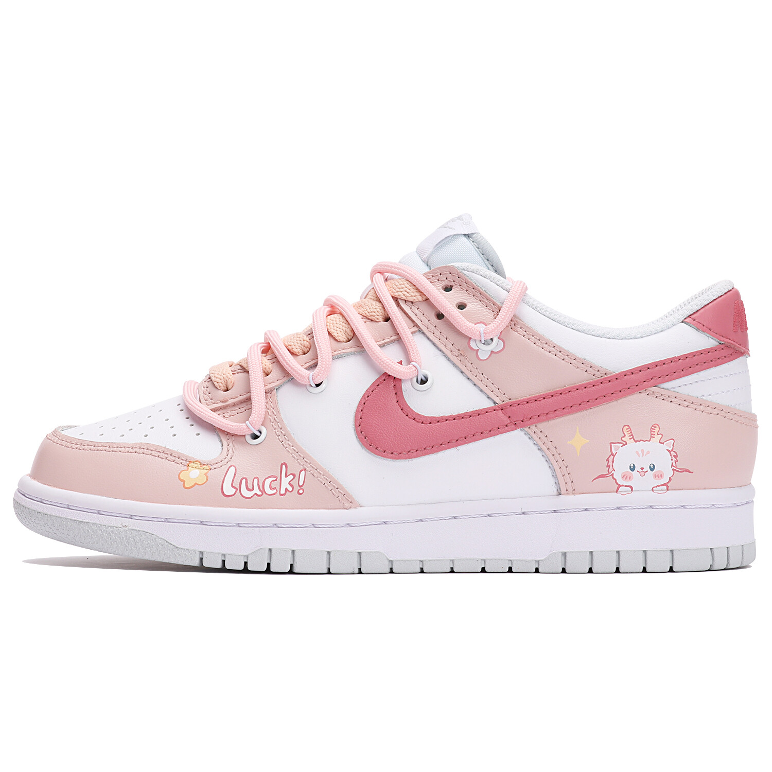 

Кроссовки для скейтбординга Dunk женские, низкие, розовый Nike, розовый/белый