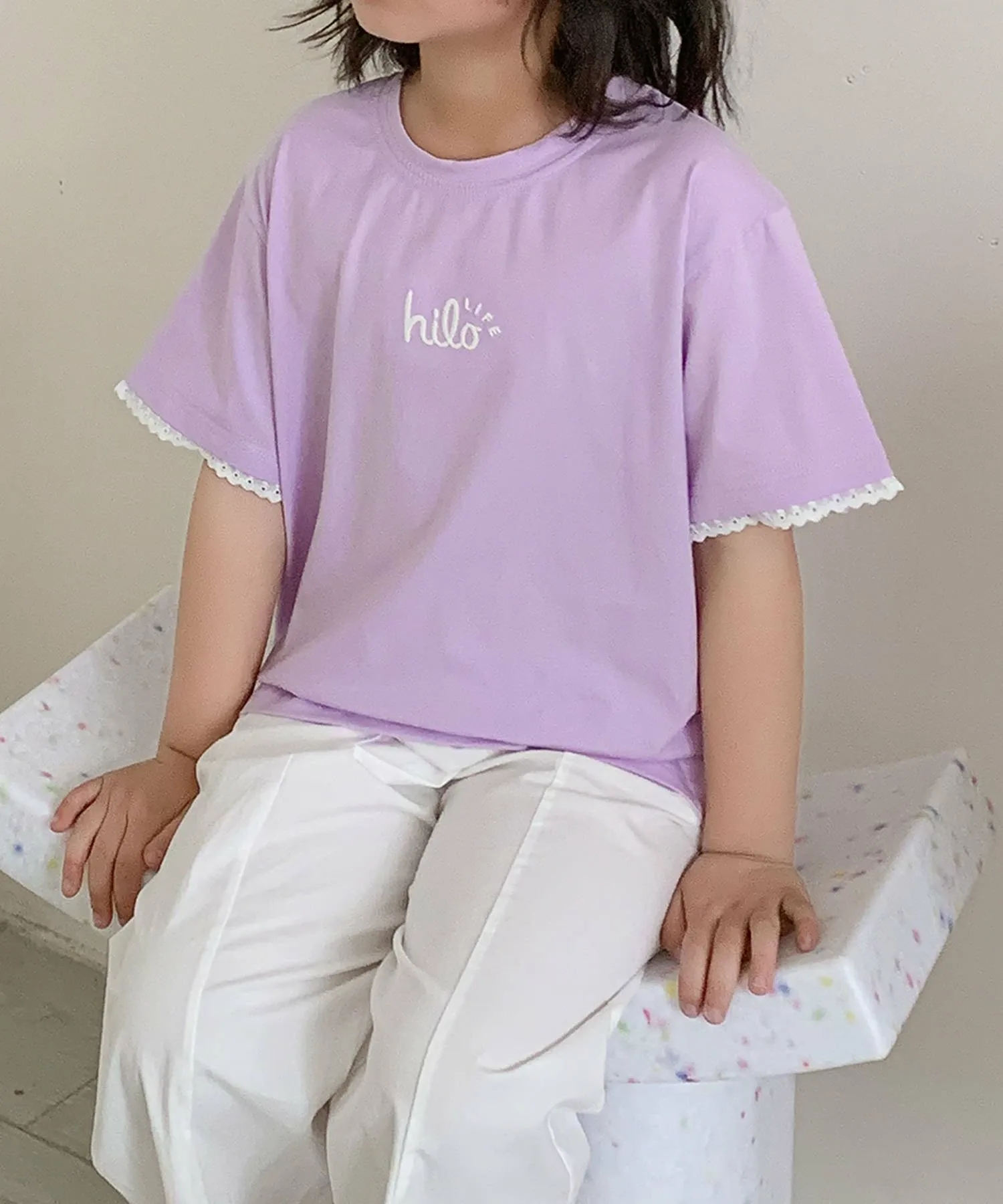 Детская футболка с кружевными рукавами [aimoha-KIDS-] Aimoha Kids, purple — фото 4