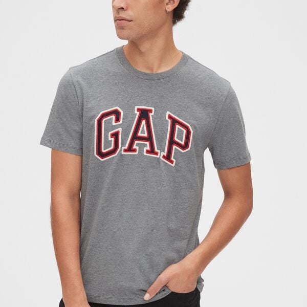 

Футболка из хлопка с вышитым логотипом Gap, серый