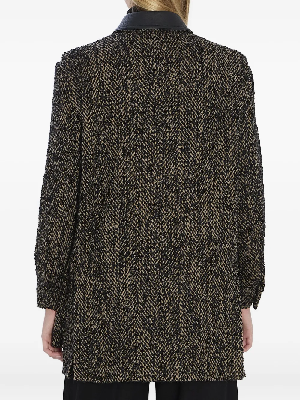 Куртка Angio с елочкой и кожаным воротником Max Mara, коричневый — фото 4