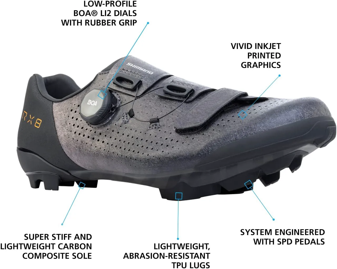 Мужские гоночные гравийные кроссовки SHIMANO SH-RX801 ультралегкие высокой производительности, черный — фото 3