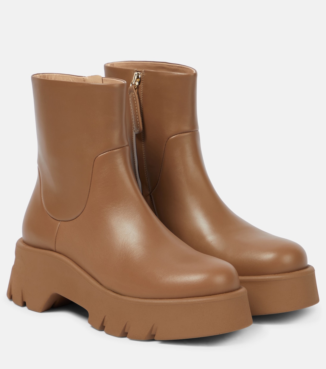 Кожаные ботильоны на плоской подошве Gianvito Rossi, кэмел