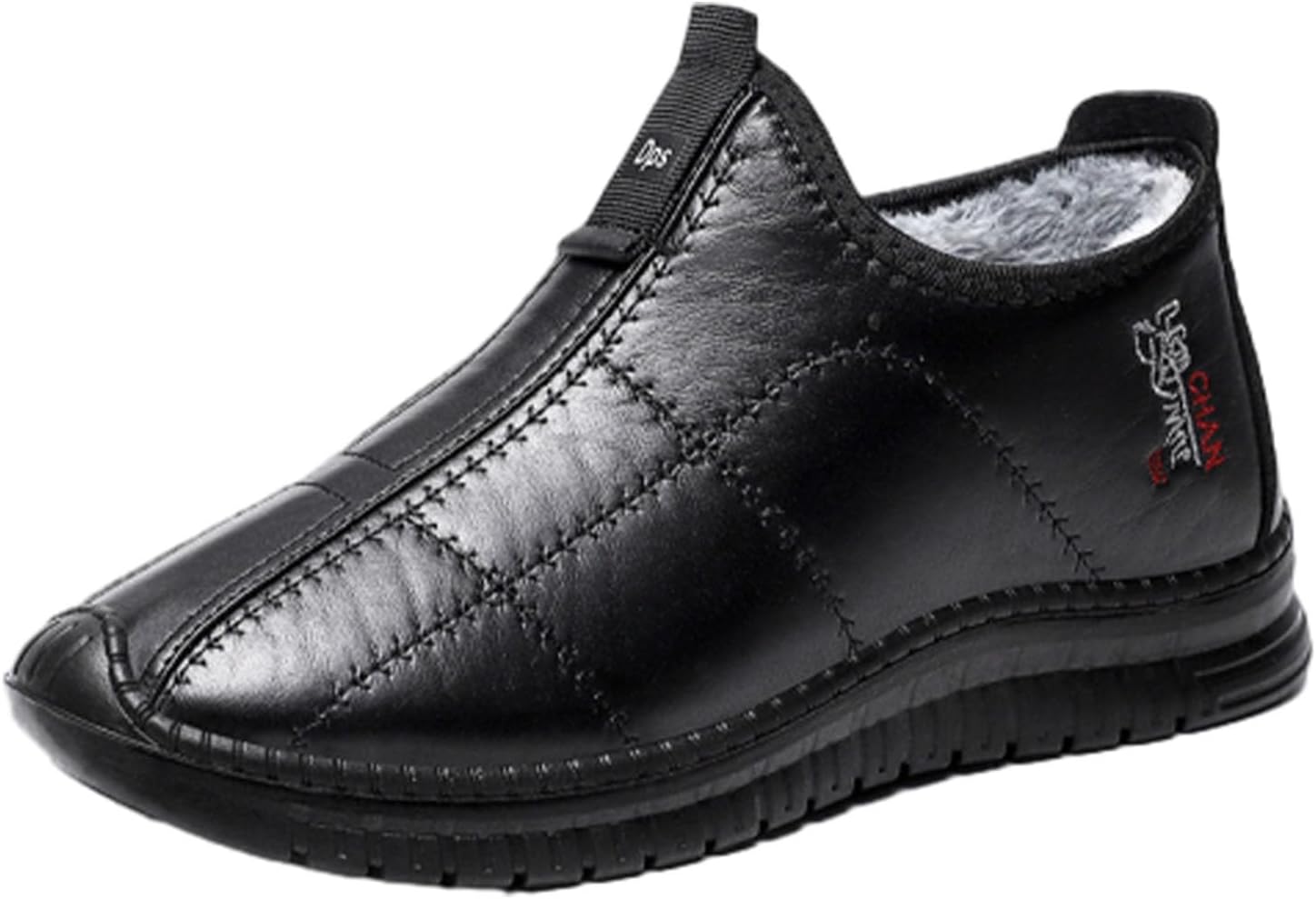 

Мужские зимние снежные ботинки, противоскользящие с густым мехом, теплые и комфортные, для прогулок, слипоны, водонепроницаемые, для улицы Zplmide, черный