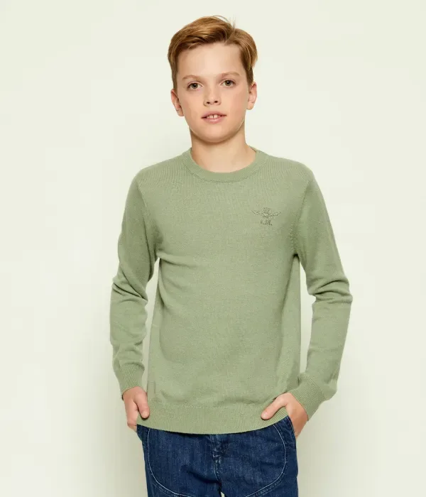 Свитер regular fit Aeronautica Militare, зеленый