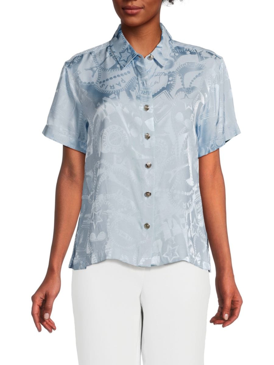 

Блузка с короткими рукавами и жаккардовым узором Karl Lagerfeld Paris, цвет Chambray Blue