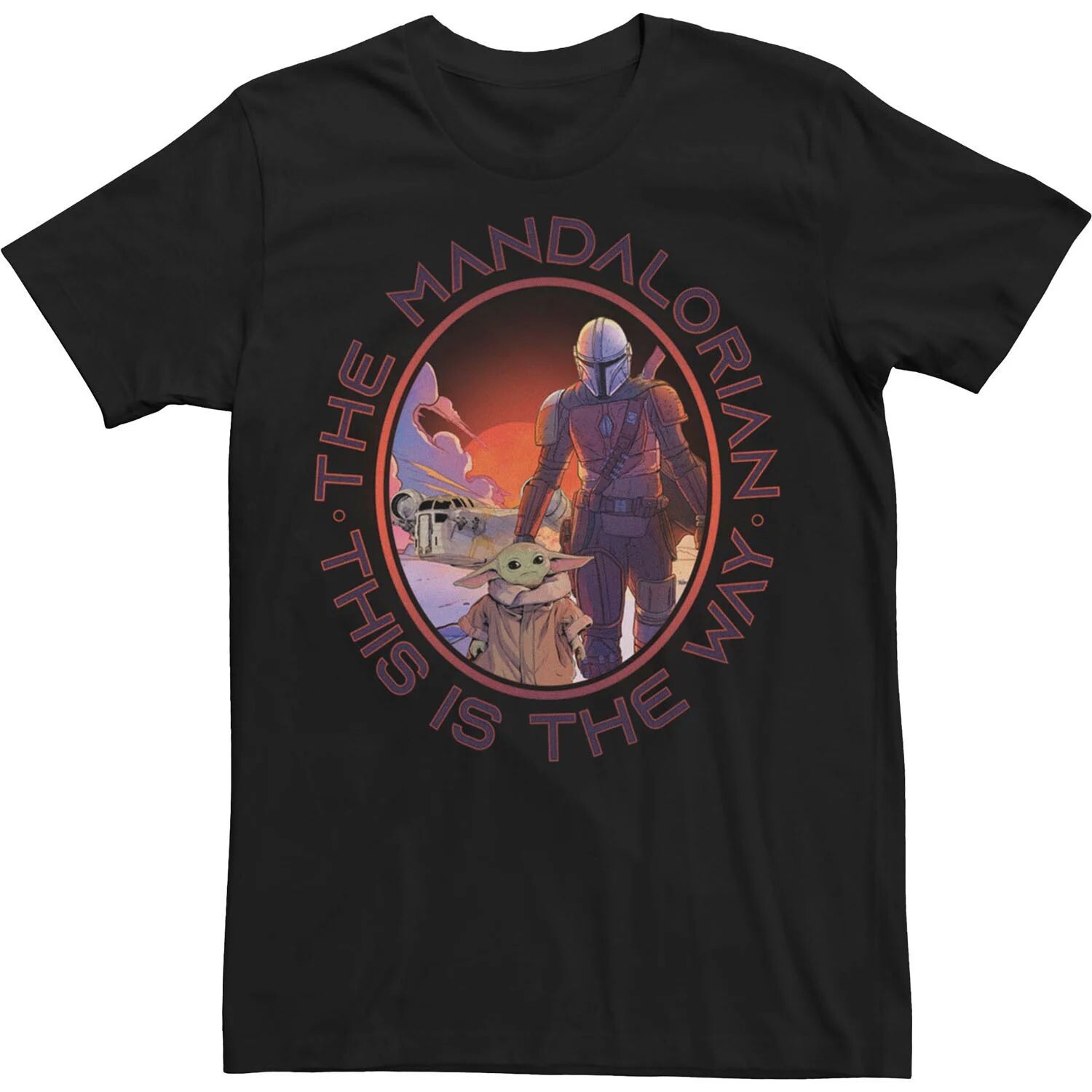 

Мужская футболка Mando and Child Circle с портретом «Звездные войны» Licensed Character