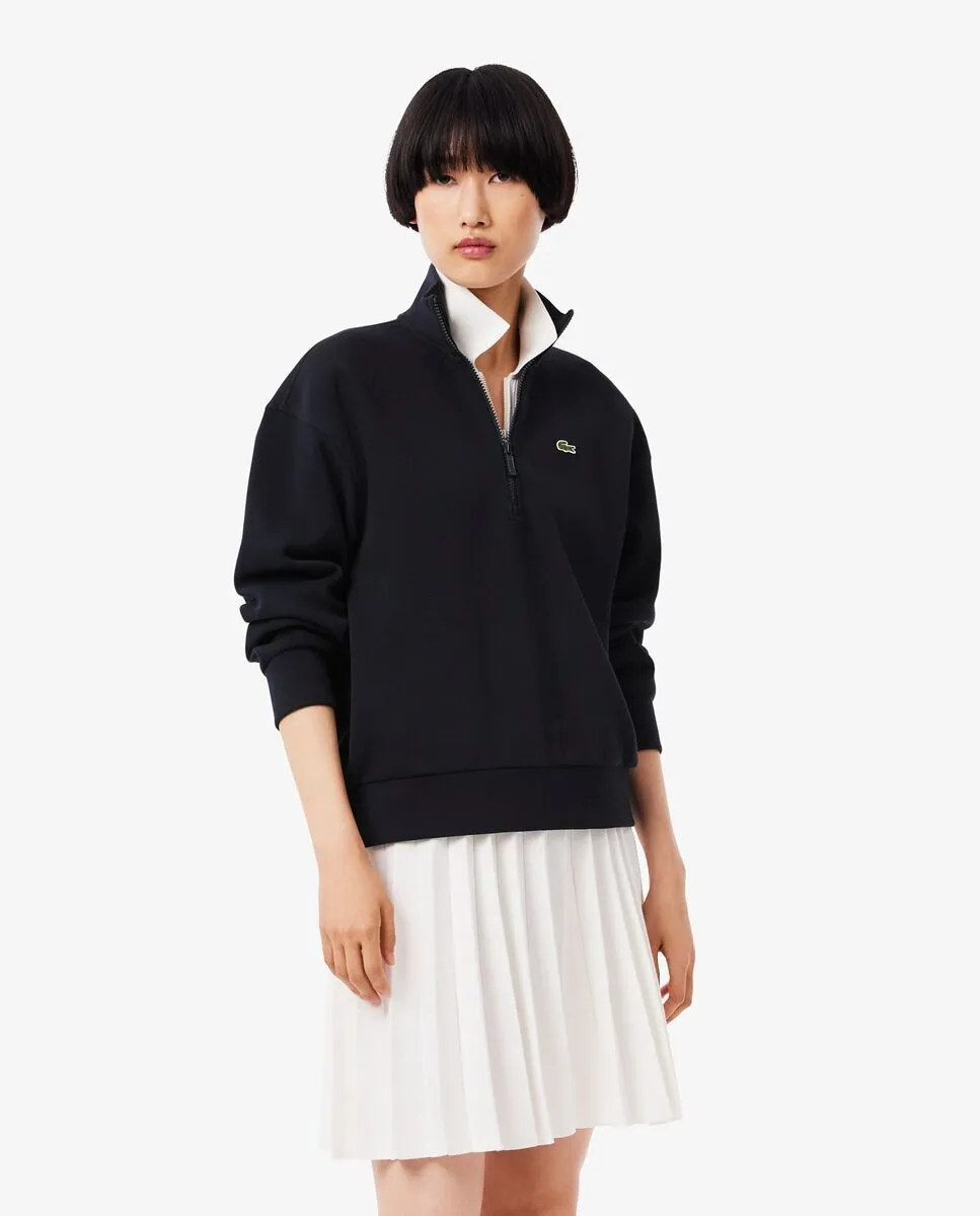 

Женская толстовка из пике с высоким воротником и молнией Lacoste, темно-синий