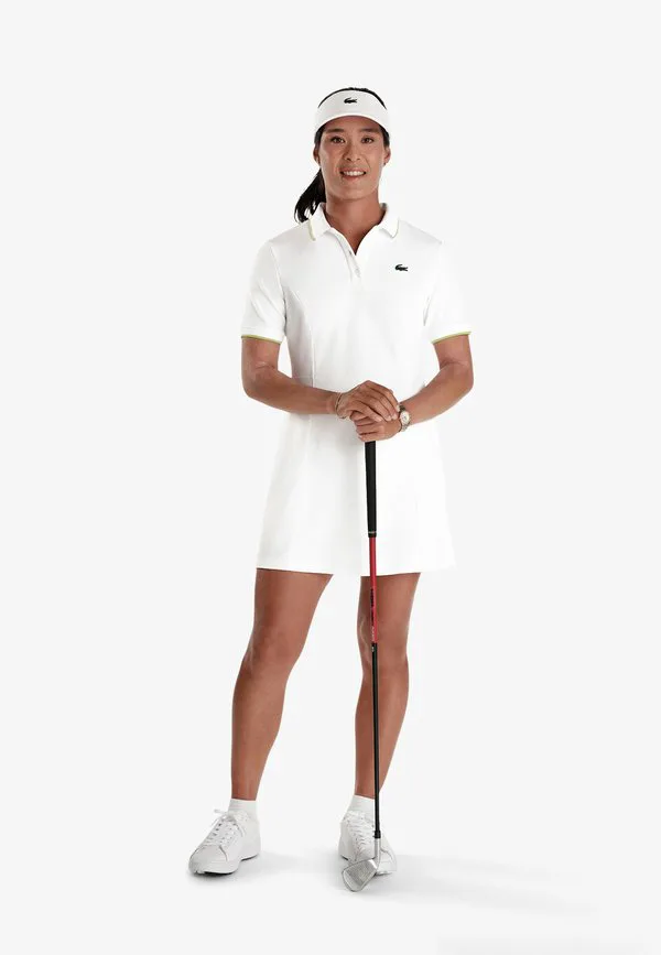 Платье Lacoste Blanc, повседневное, расклешенное, однотонное