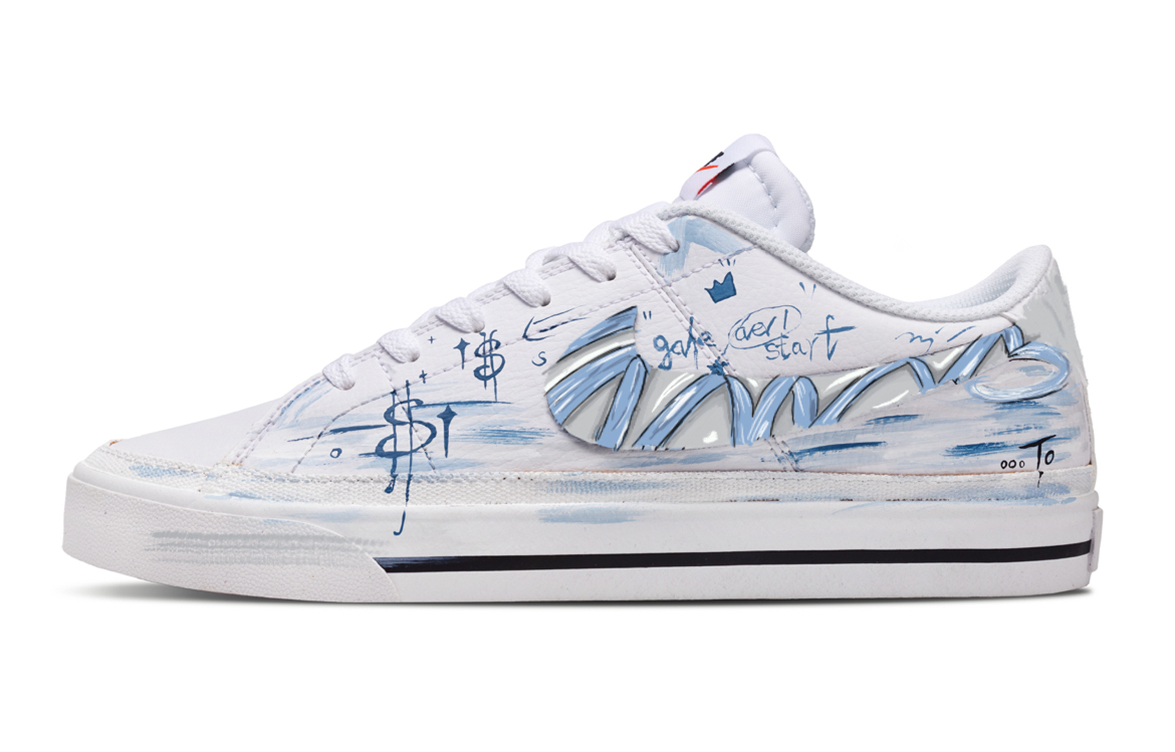 

Nike Кроссовки для скейтборда Court Legacy Sky Horse Soars, износостойкие, с низким верхом, противоскользящие, мужские, белые, синие