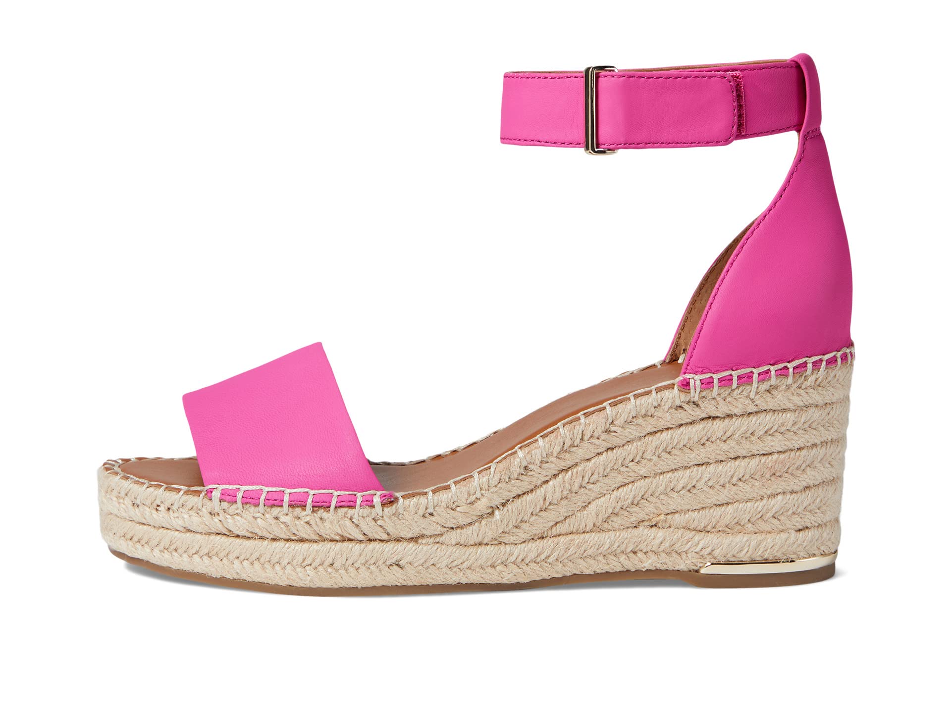 Туфли Franco Sarto Clemens Raffia Espadrille Wedge Heel Sandals, цвет Pink Leather — фото 4