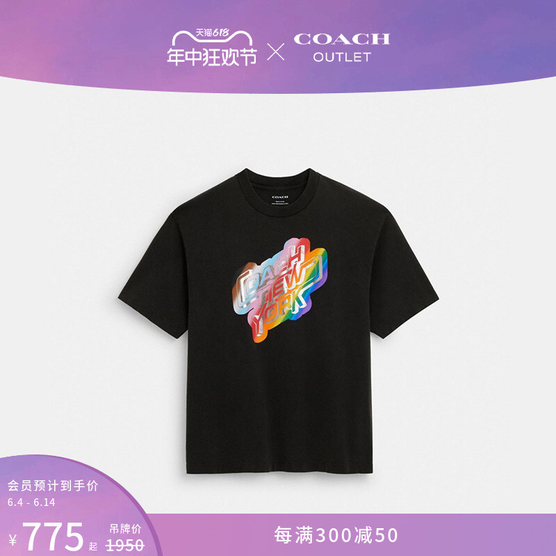 

Футболка мужская Coach Outlet Rainbow с принтом, черный