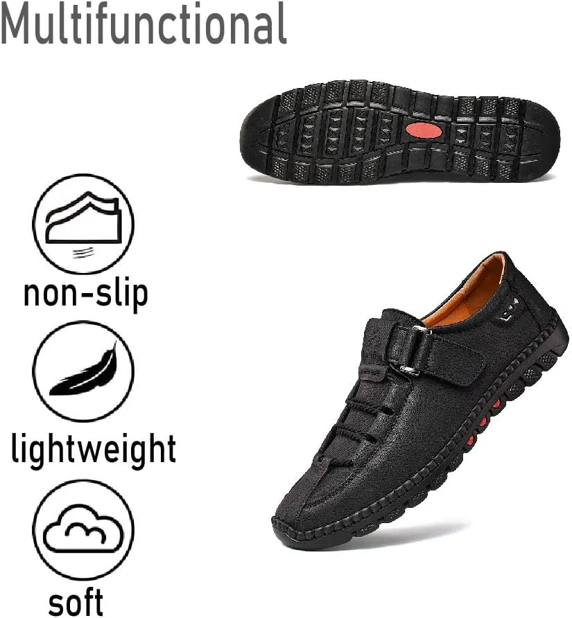 Мужские повседневные кожаные туфли, модные кроссовки, легкие, нескользящие лоферы, дышащие походные ботинки для улицы Asifn, черный — фото 4
