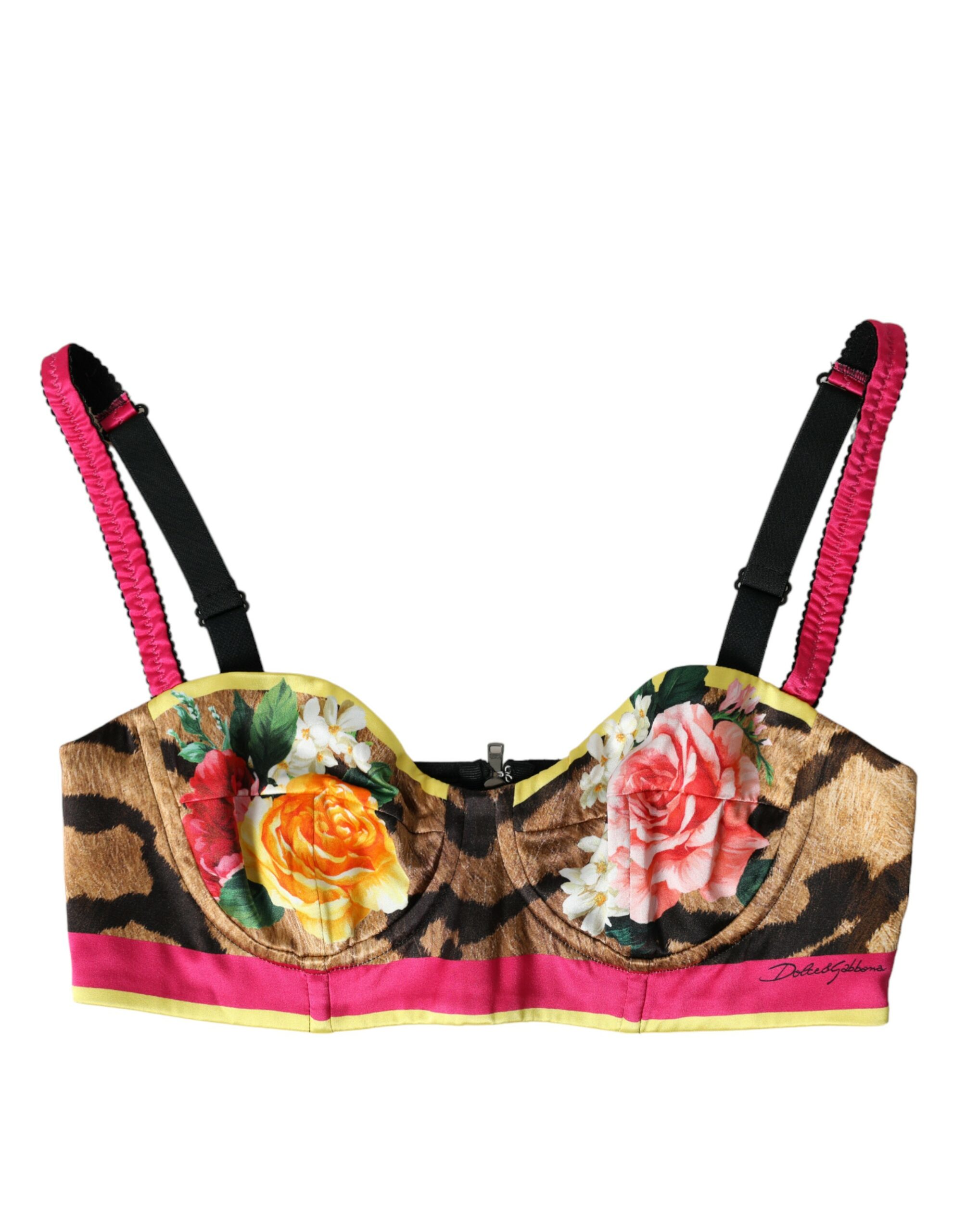 

Укороченный топ-бюстье из цветочного шелка Dolce & Gabbana, мультиколор