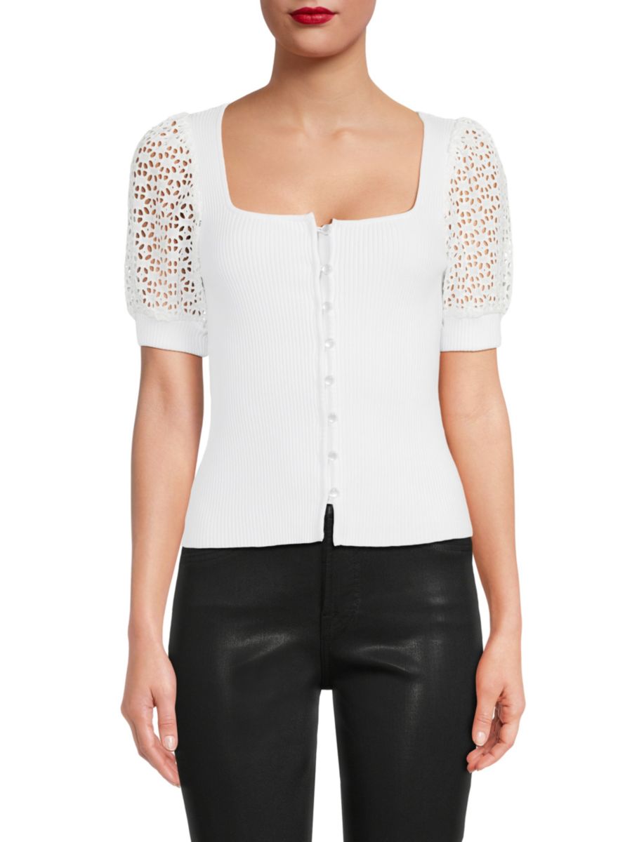 

Топ с люверсами на рукавах Design 365, белый