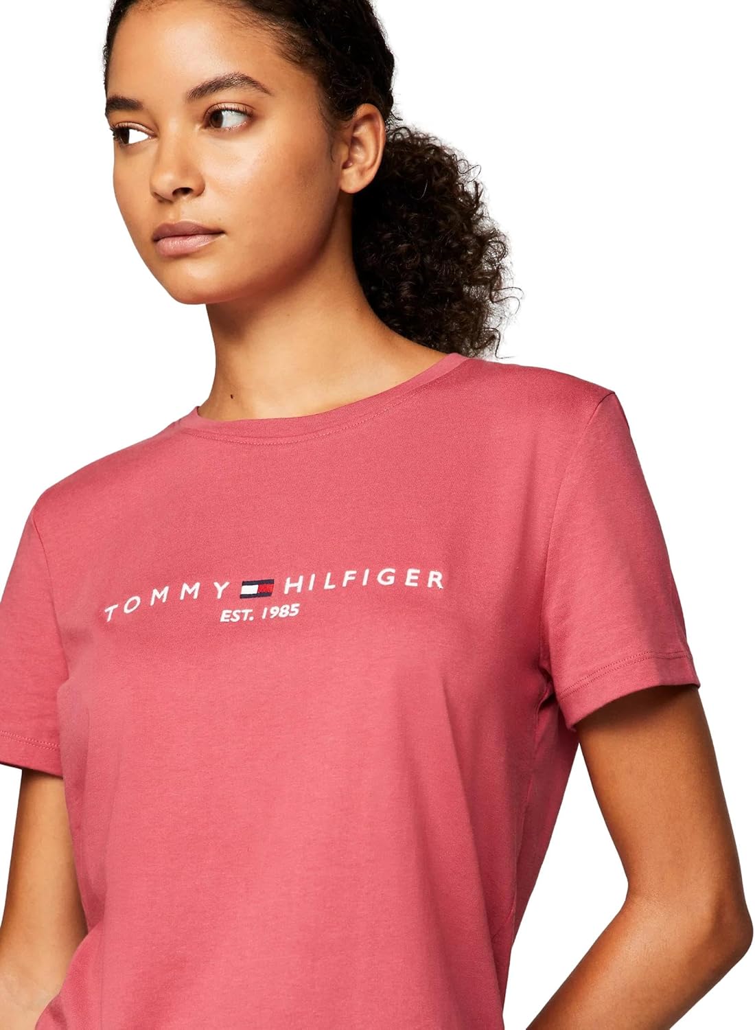 

Женская футболка с полосатым логотипом Tommy Hilfiger, Embroidered-Logo Light Crimson, Красный, Женская футболка с полосатым логотипом Tommy Hilfiger, Embroidered-Logo Light Crimson