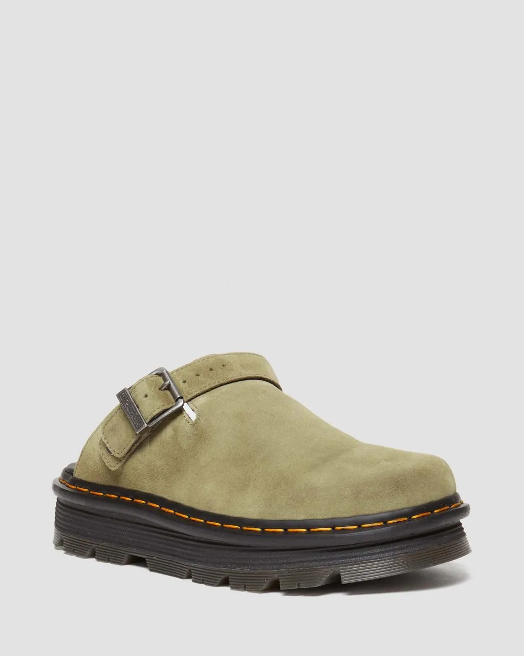 

Замшевые мюли на платформе с ремешком на пятке Dr. Martens Zebzag, цвет Muted Olive — E.H.Suede