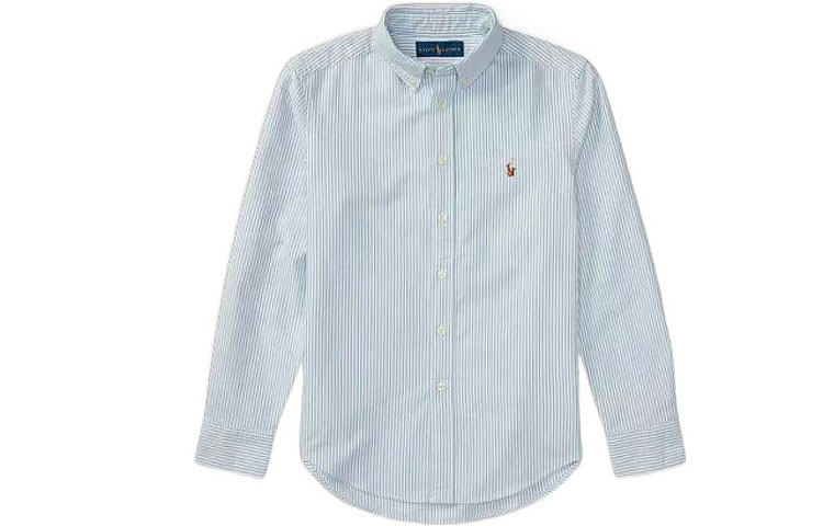 

Polo Ralph Lauren Детская рубашка в полоску, весна, лето и осень, светло-голубая