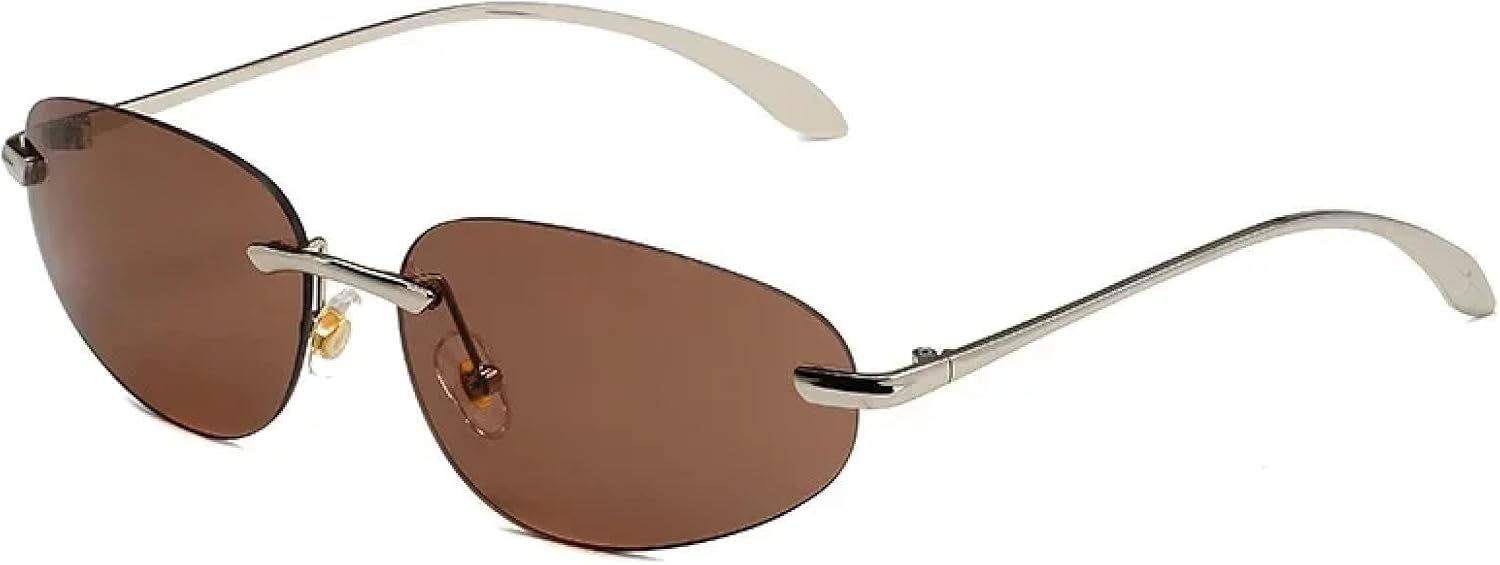 

Солнцезащитные очки с защитой от УФ-излучения UV400 | Без оправы с металлическими заклепками в стиле панк | Для женщин и мужчин, для занятий спортом на открытом воздухе и вождения DSVIGF, Tea