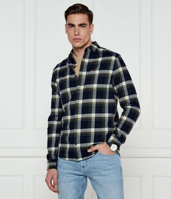 

Рубашка Tommy Jeans Regular Fit, черный / желтый / белый