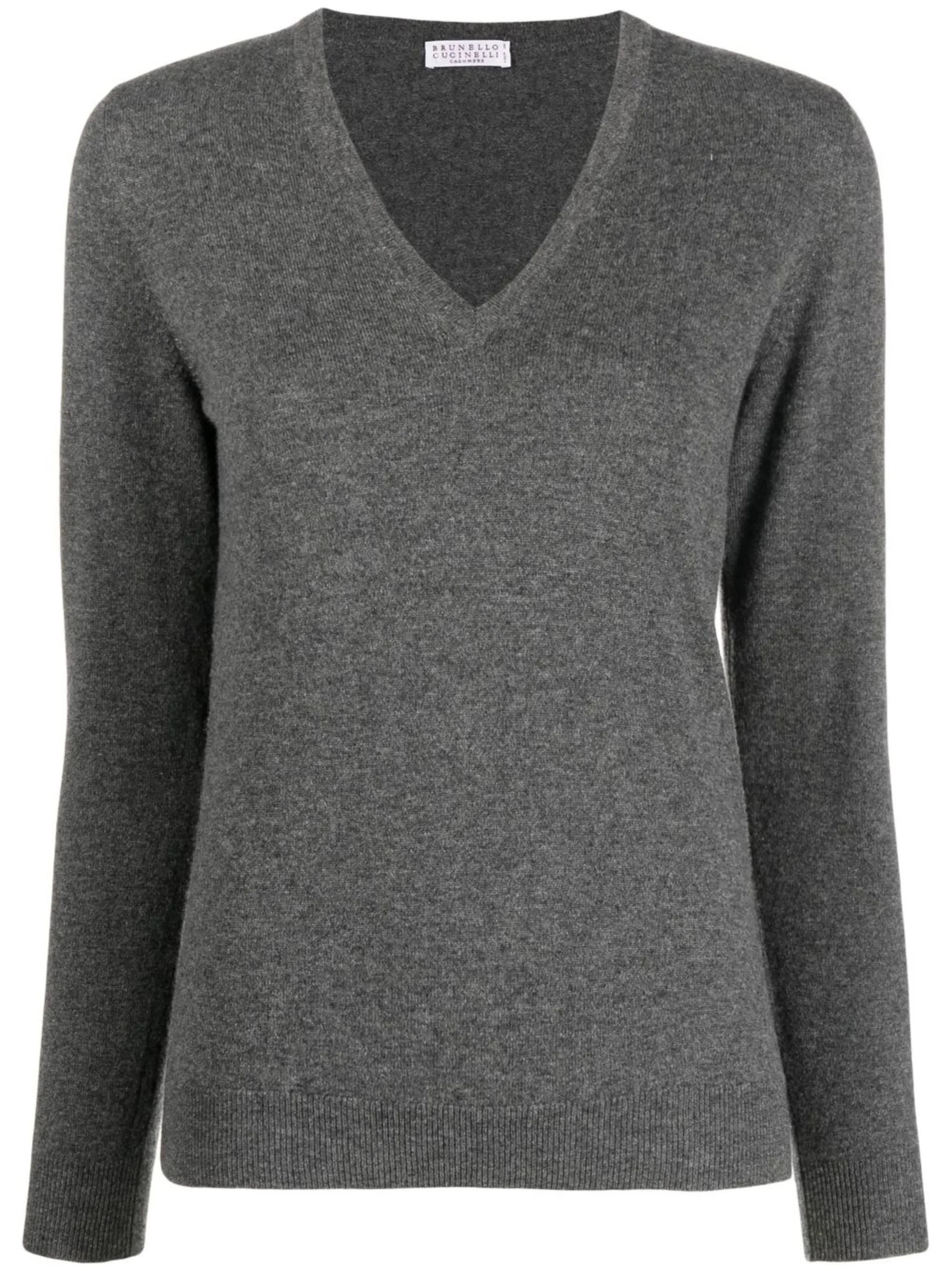 

Кашемировый джемпер с V-образным вырезом Brunello Cucinelli, серый