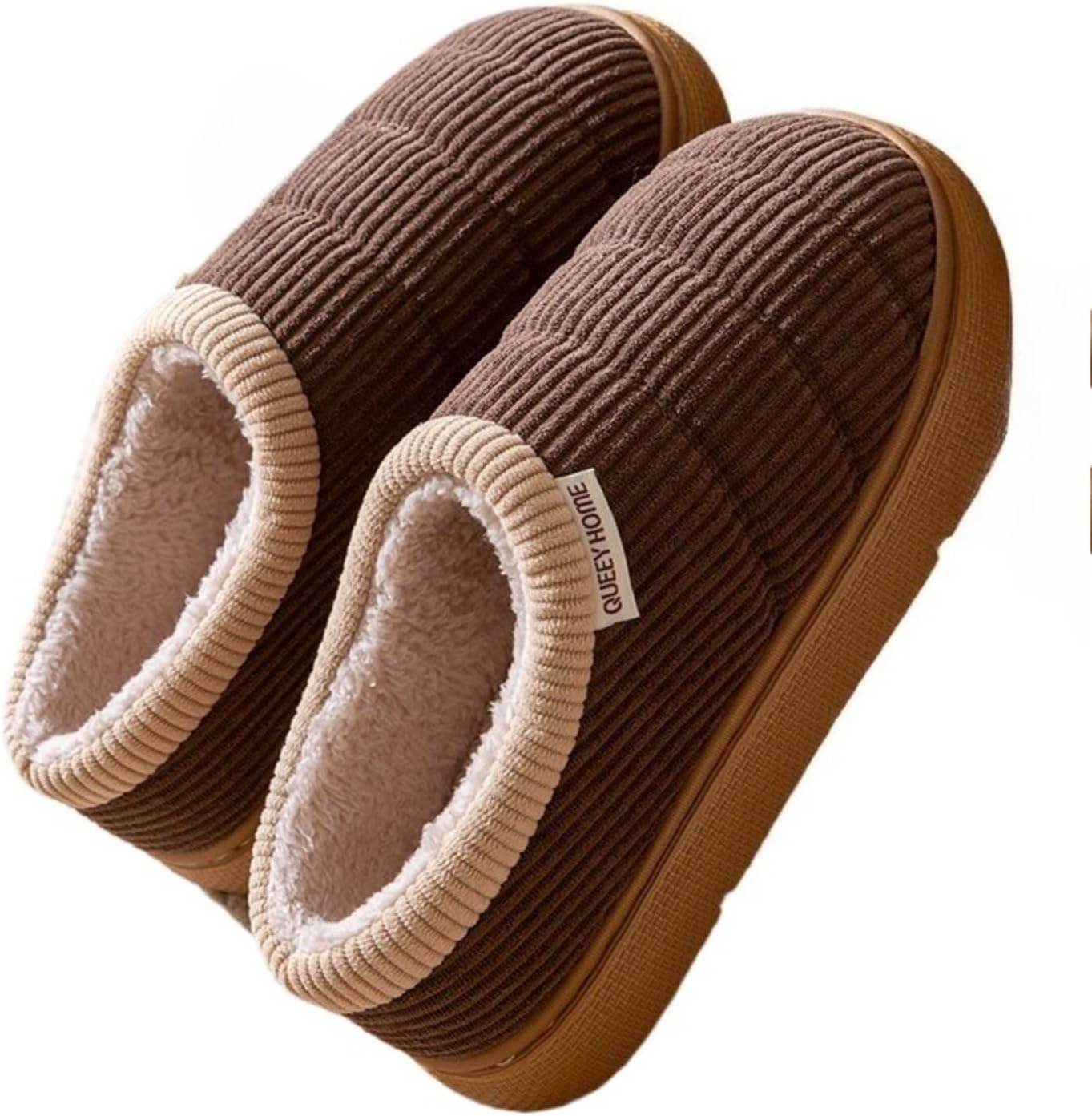 

Мужские и женские плюшевые полностью закрытые домашние тапочки - зимние теплые тапочки с флисовой подкладкой и толстой EVA подошвой для уюта дома Azttoztto, кофейный