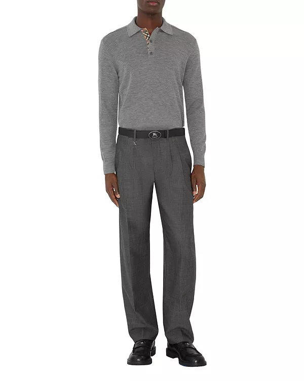 

Шерстяная рубашка-поло с длинными рукавами Burberry, серый