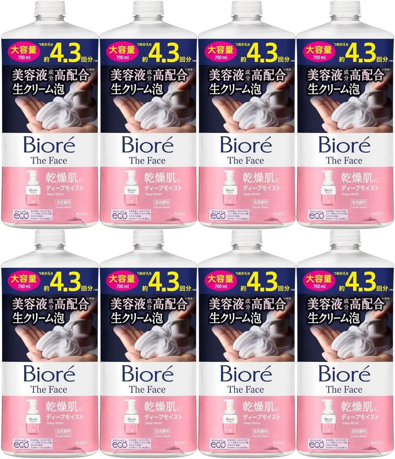 Набор Moruro — Гель-пенка для умывания Biore Deep Moist увлажняющая, сменный блок, 700 мл, набор 8 шт