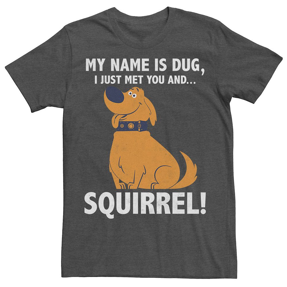 

Disney/Pixar's Up Dug Men's Just Met and SQUIRREL! тройник Disney / Pixar, цвет Charcoal Heather