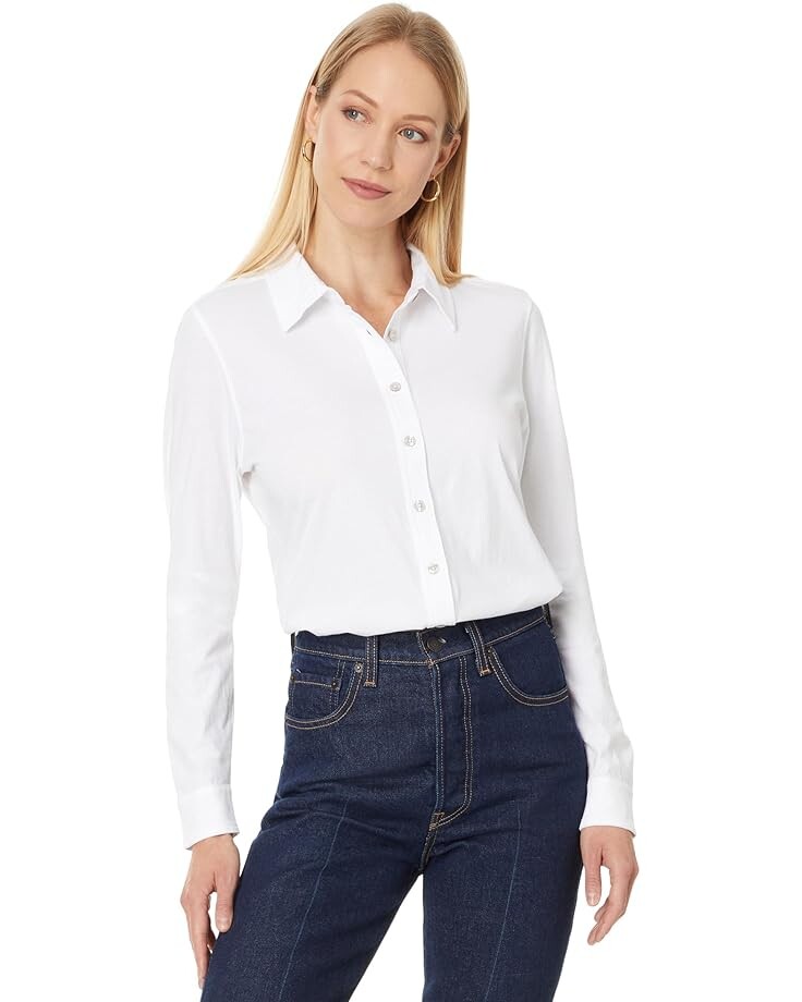

Футболка Lilla P Long Sleeve Button Down Tee, белый