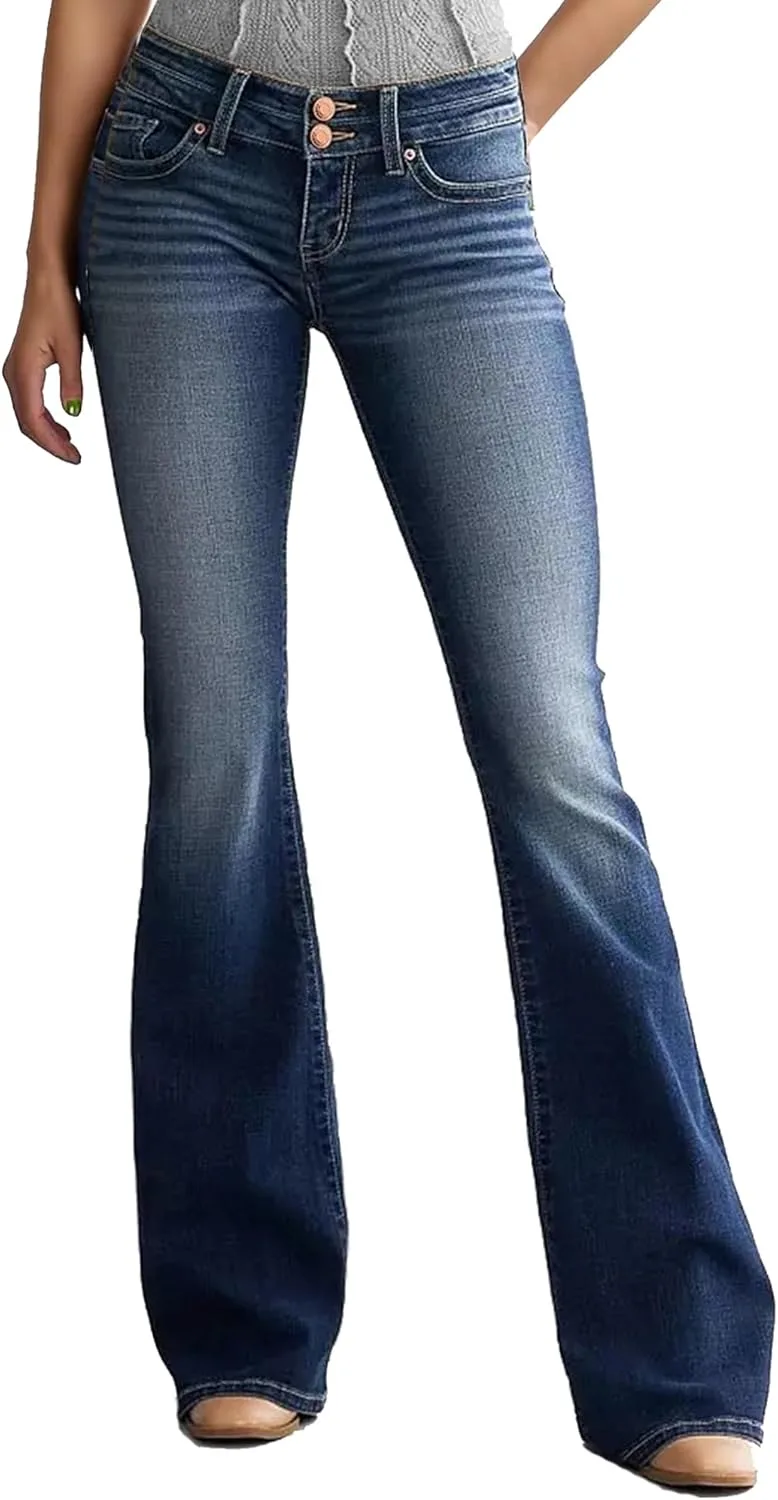 

Женские джинсы Mid Waist Curvy Bootcut с двойной пуговицей Jzzwllia