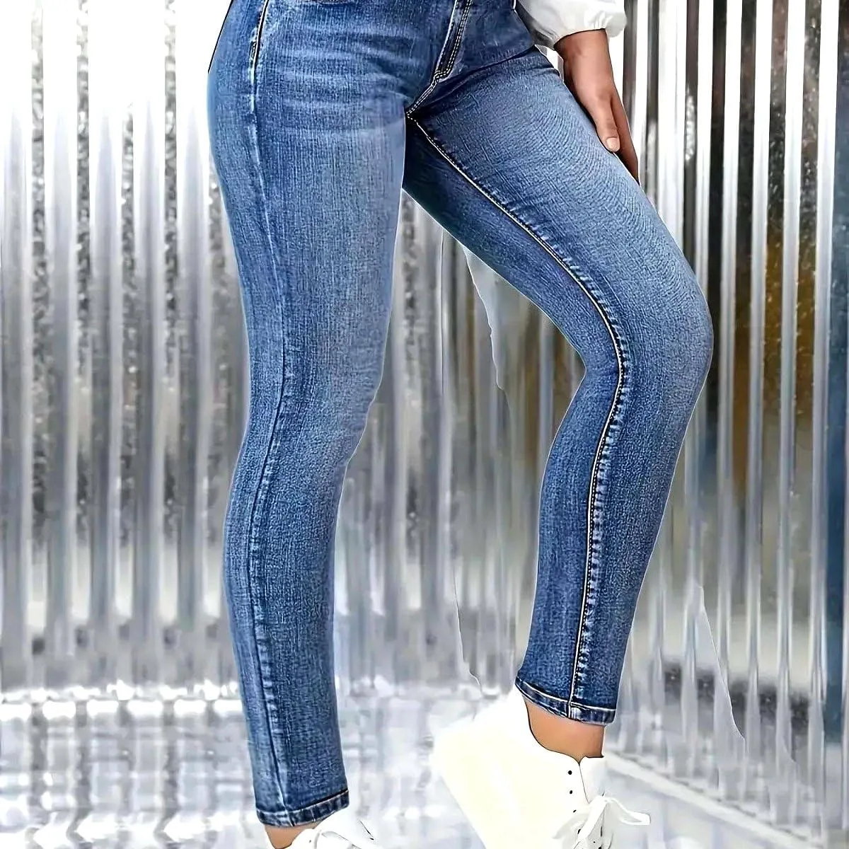 Женские классические джинсы High Waist Streamlined Fit Comfort Stretch — фото 4