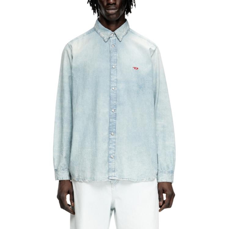 Джимовая рубашка с эффектом D-Simply bleach DIESEL, светло синий — фото 4