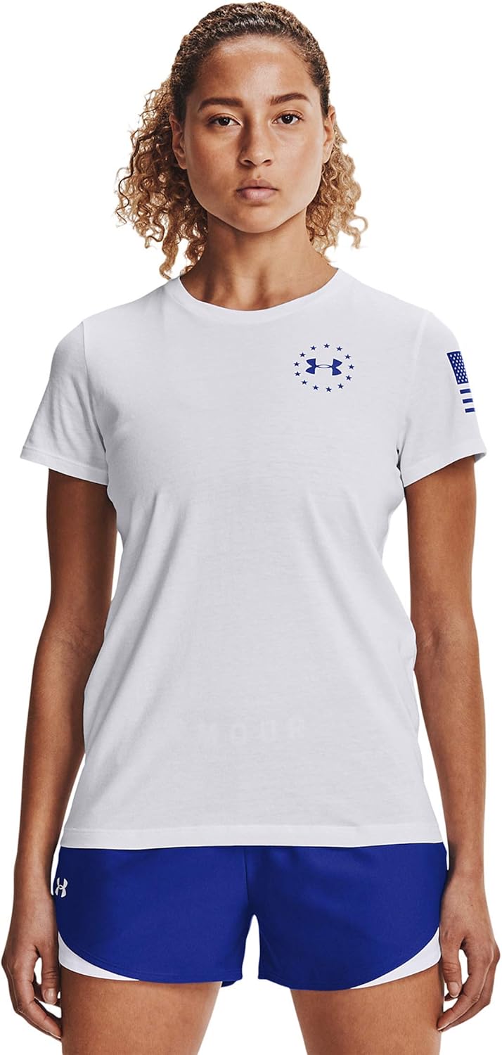 

Мужская футболка с коротким рукавом с надписью «Freedom Banner» от Under Armour, White (101)/Royal Blue