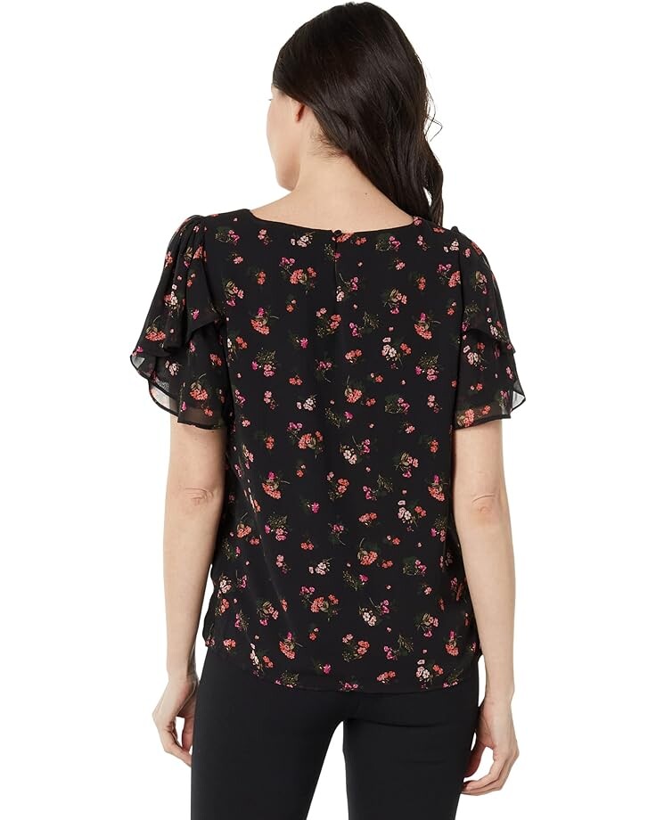 

Блуза Vince Camuto Petal Sleeve Crew Neck Blouse, цвет Rich Black