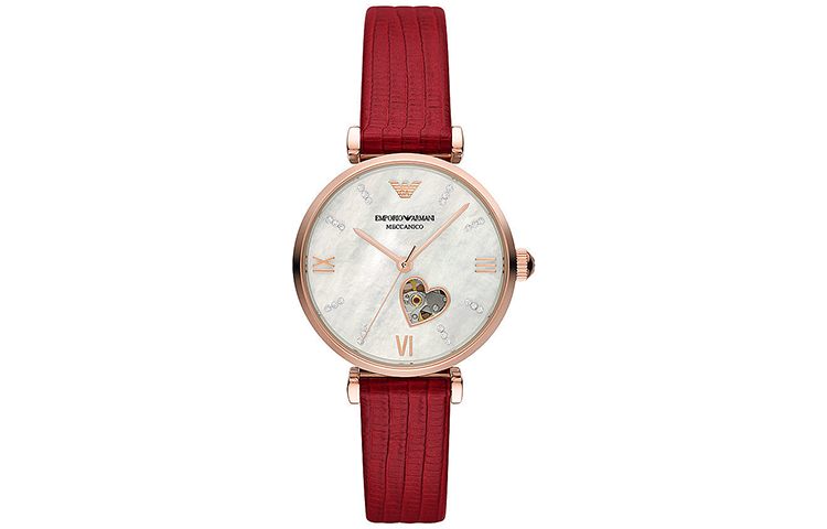 

EMPORIO ARMANI Часы Stars Collection Wrist Watch Automatic Mechanical Movement Leather Strap White Dial Women's Watch, White Dial
