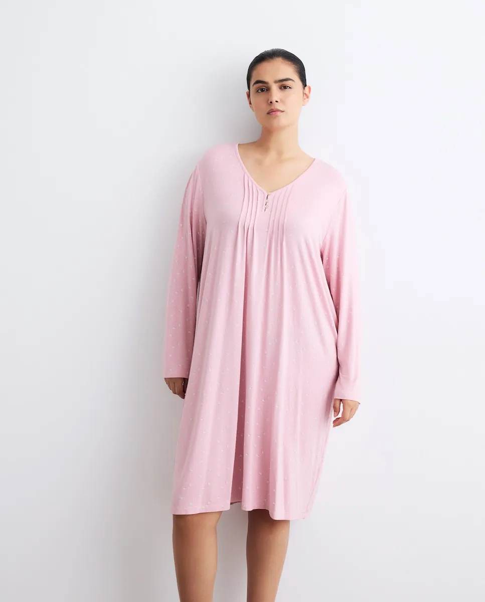 

Женская ночная рубашка с тройной пуговицей и V-образным вырезом Couchel, розовый
