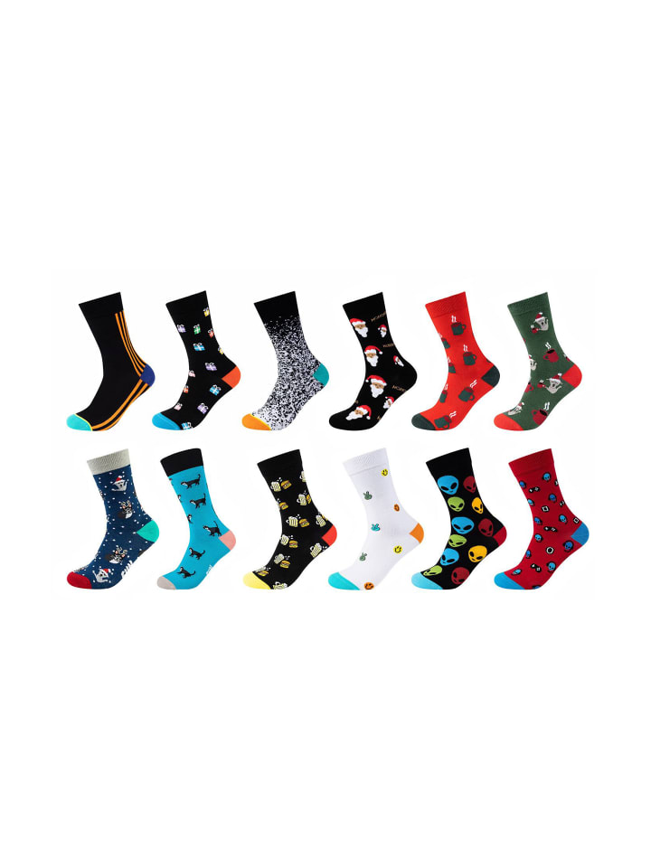 

Fun Socks Набор рождественских носков в коробке, 12 штук, узоры насыщенного кобальтового цвета