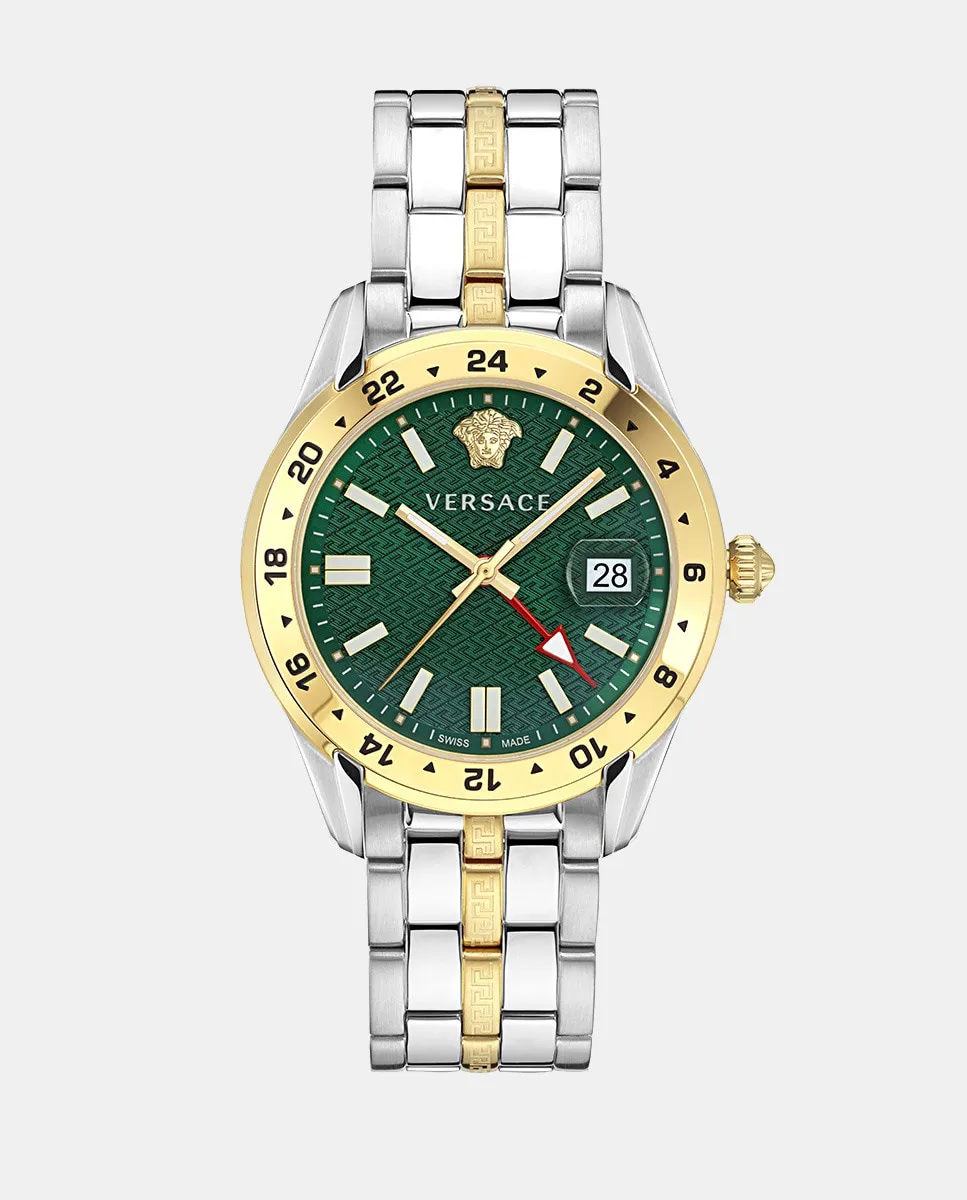 

Женские часы Greca Time GMT VE7C00623 из двухцветной стали Versace, мультиколор