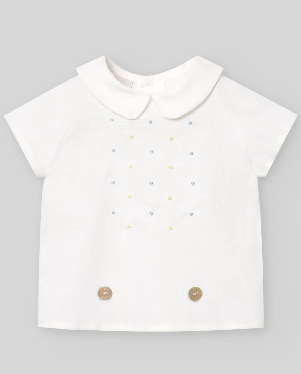 

Рубашка для мальчика с вышивкой спереди Бико PAZ Rodríguez, белый