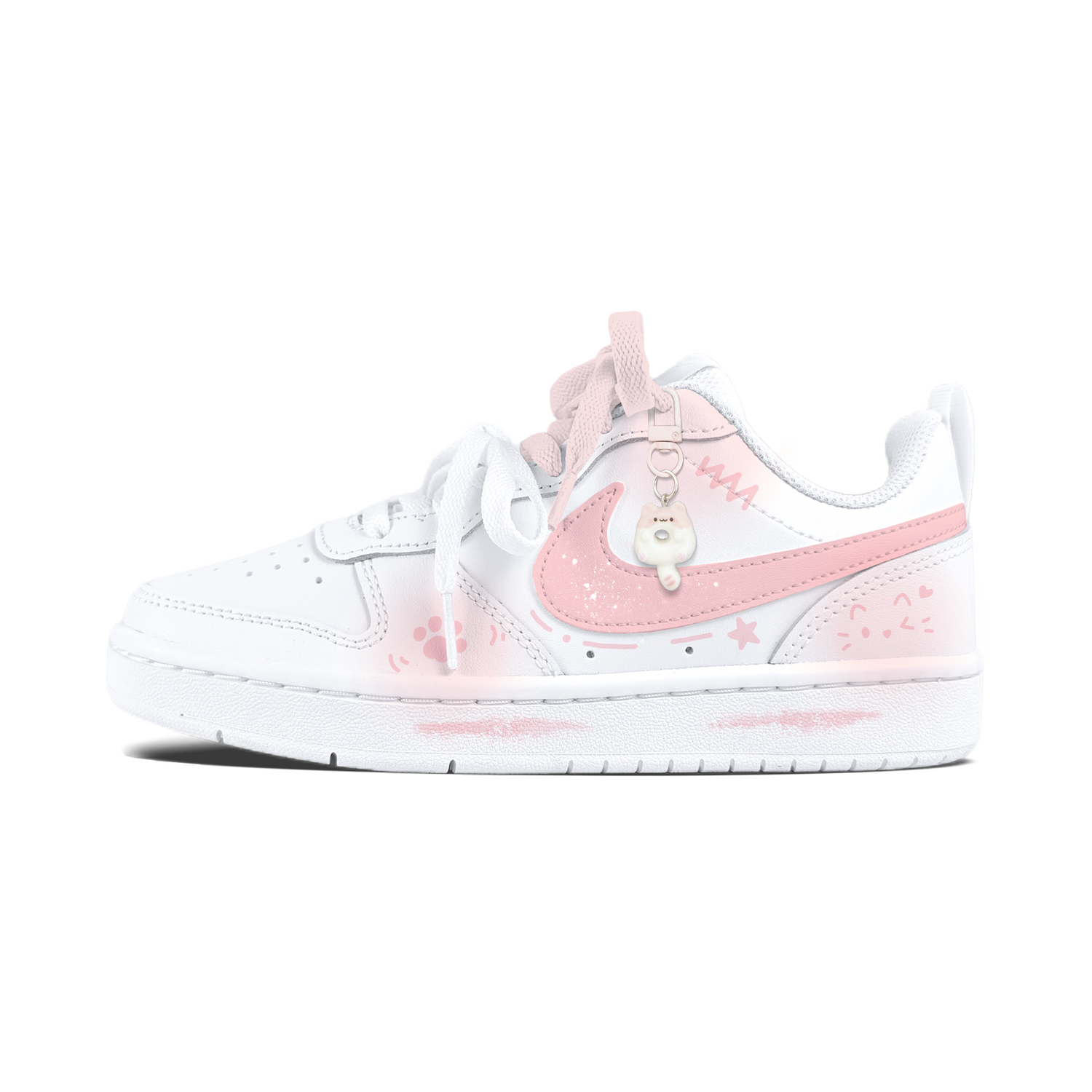 

Nike Court Borough Kitten Anime противоскользящие износостойкие детские скейтборд-кроссовки Light Pink для подростков