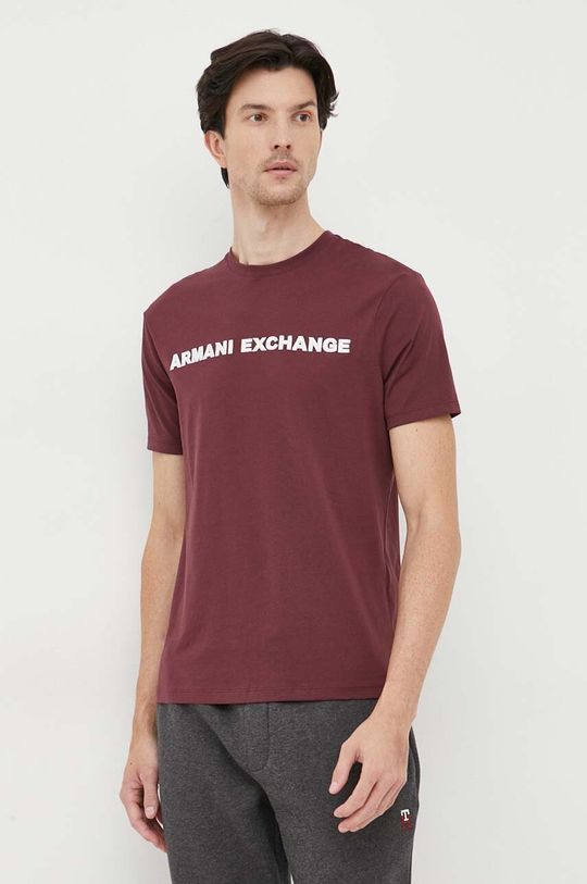 

Хлопковая футболка Armani Exchange, бордовый, Красный, Хлопковая футболка Armani Exchange, бордовый