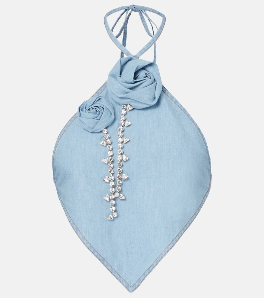 

Топ из хлопка с цветочными аппликациями и декоративными элементами Area, Super Light Blue