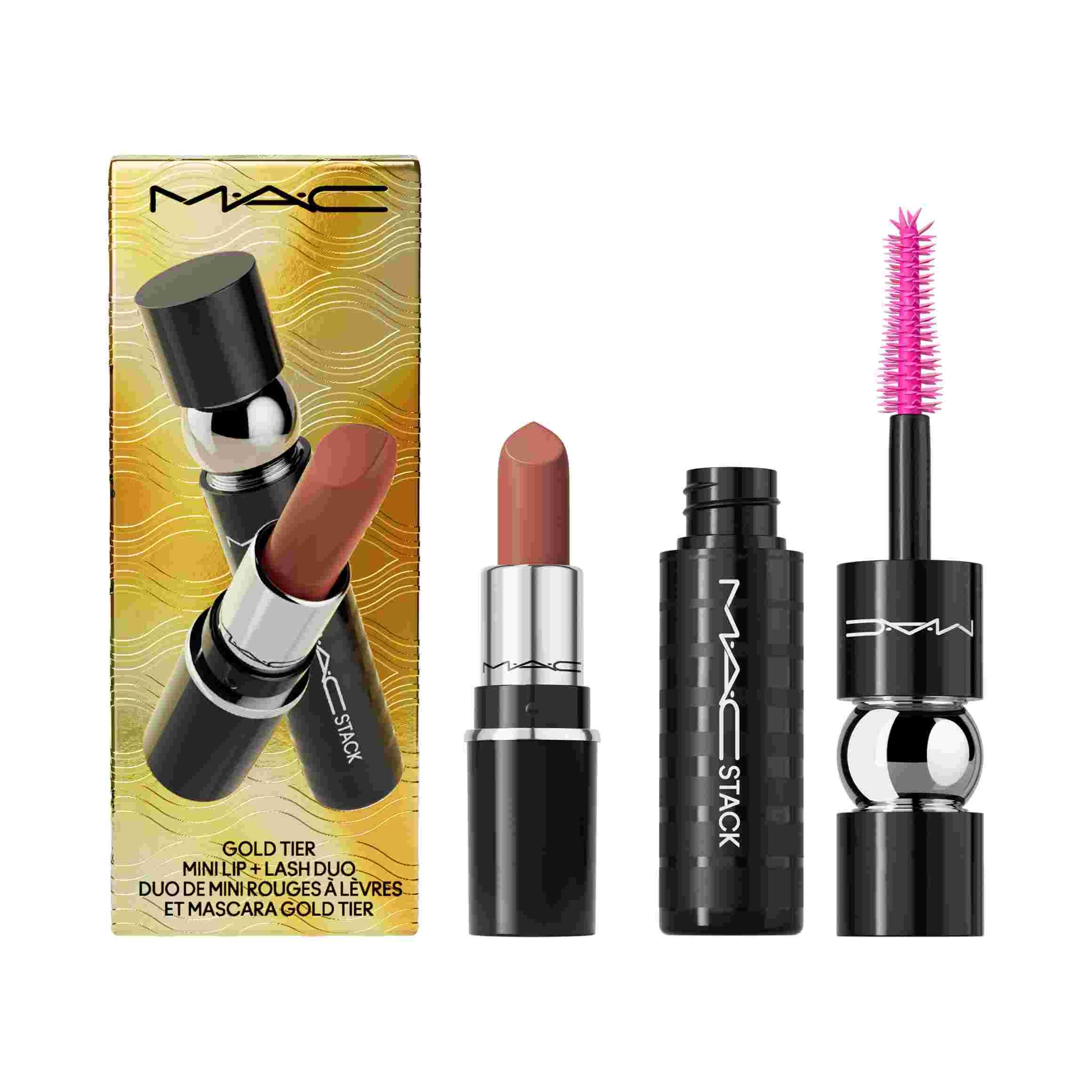 

Косметичка MAC COSMETICS Duo Mini Navidad Mascara Pestañas Macstack + Barra Labios Hug Me
