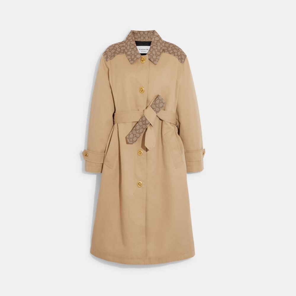 

Тренч COACH Signature Turnlock Trench, цвет Classic Khaki