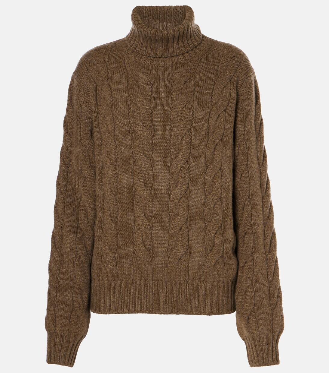 

Водолазка из кашемира с косичной вязкой Napier Loro Piana, цвет aurora brown